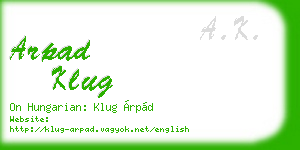 arpad klug business card